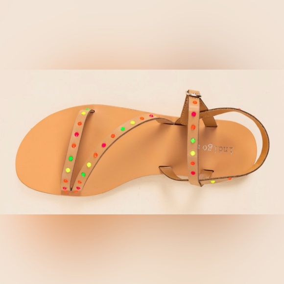 Tan and Red Sandals with Minimalist Design - Picture 1 of 5